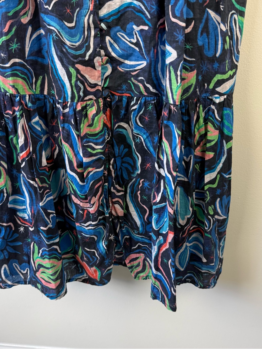 Anthropologie Peregrine Midi Dress Blue Printed Floral - Picture 5 of 9